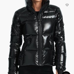 SAM. Black Shiny Puffer Jacket with High Collar